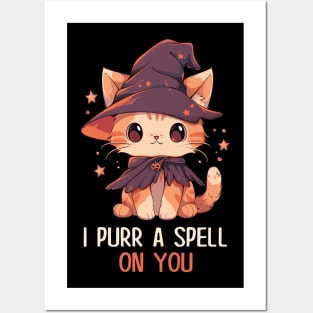 Funny Cat Pun Witch Spell Graphic Men Kids Women Halloween Posters and Art